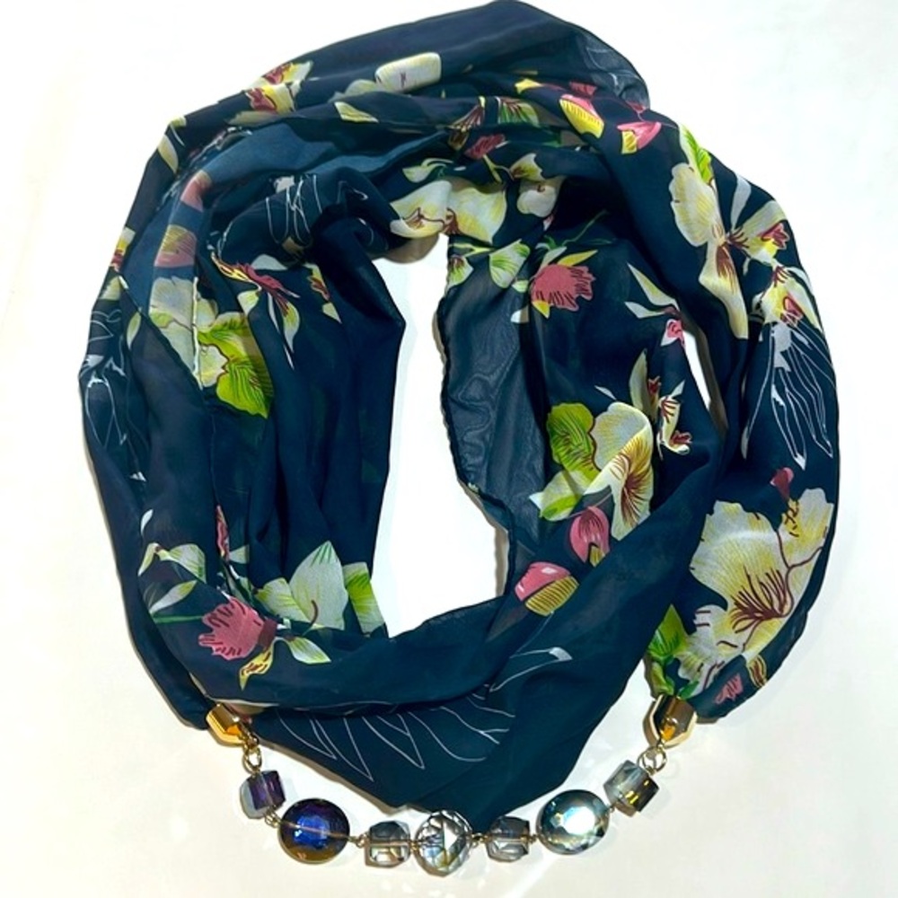 Blue Gorgeous beaded infinity scarf